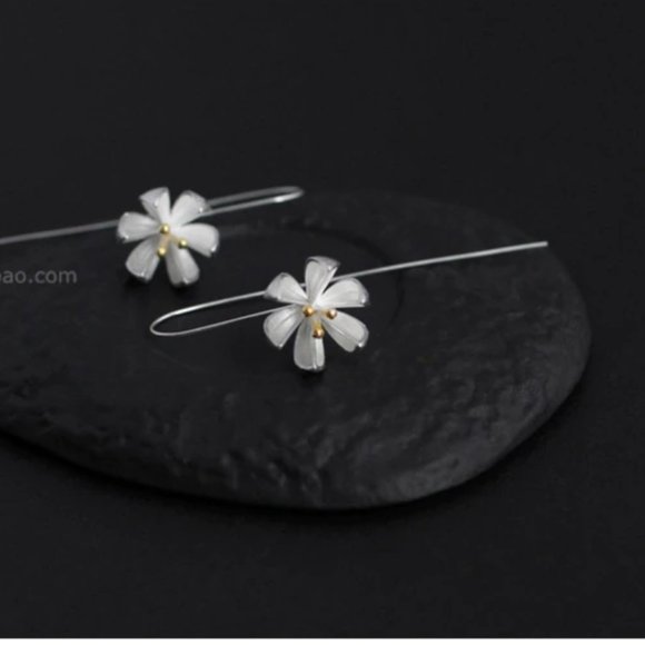 Beautiful Lotus Flower Long Dangle Earrings - Picture 7 of 15